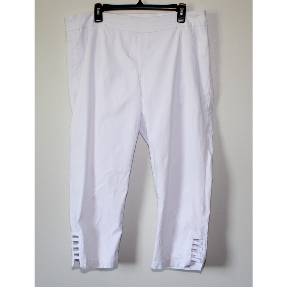 NWT Soft Surroundings Super Stretch Lattice Capri Pull On Pants Wht Plus Size 1X - Picture 10 of 13
